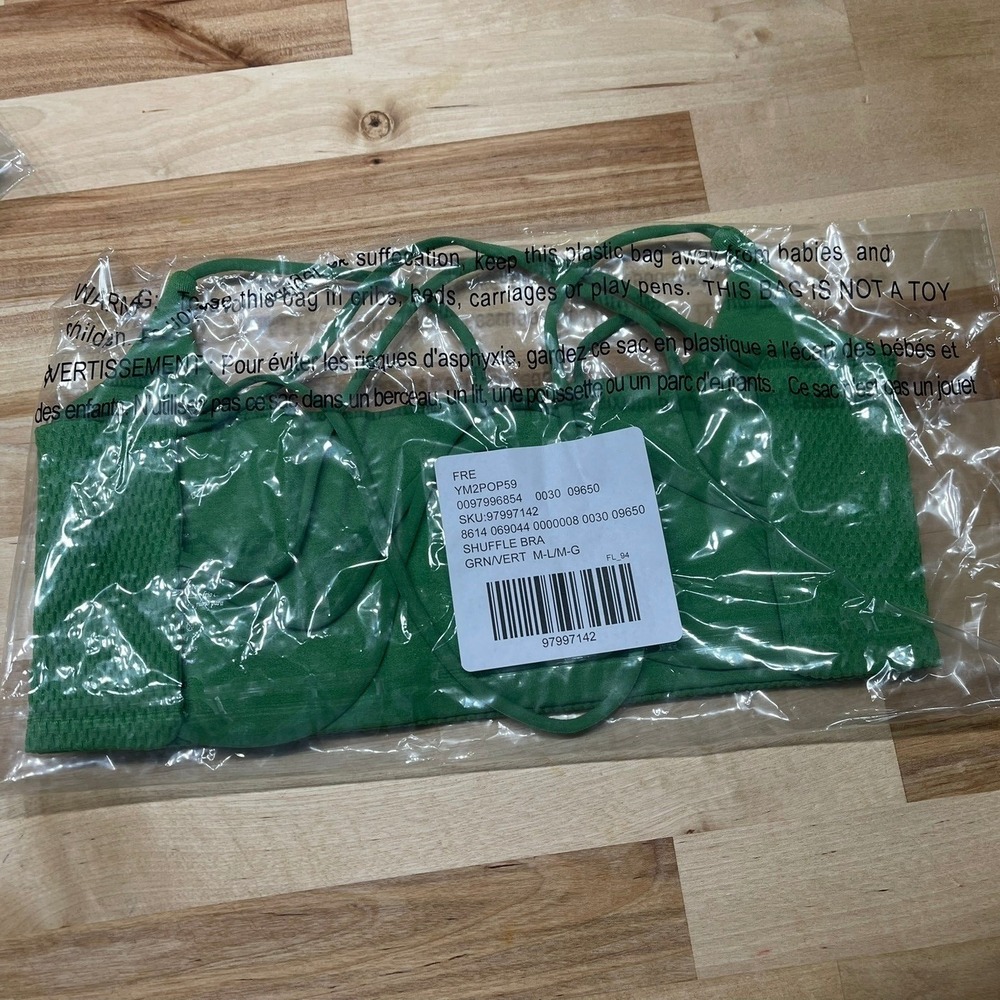 Free People Green Ribbed Crisscross Strap Sports Bra Tank Top Size M-L/M-G - Picture 2 of 2
